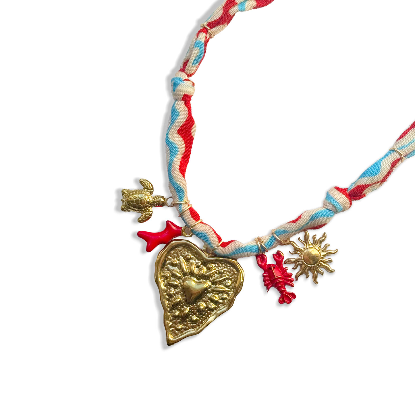COLLIER COEUR - Bleu Rouge