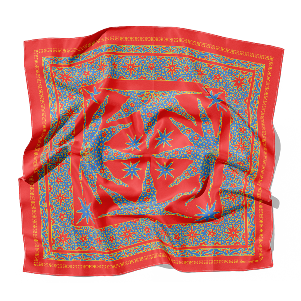 FOULARD SAMUI SOIE - Rouge Bleu