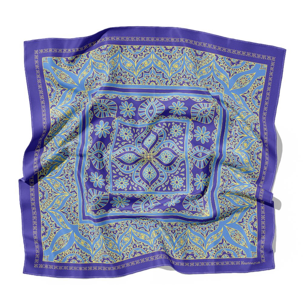 FOULARD HOIAN SOIE - Violet Bleu