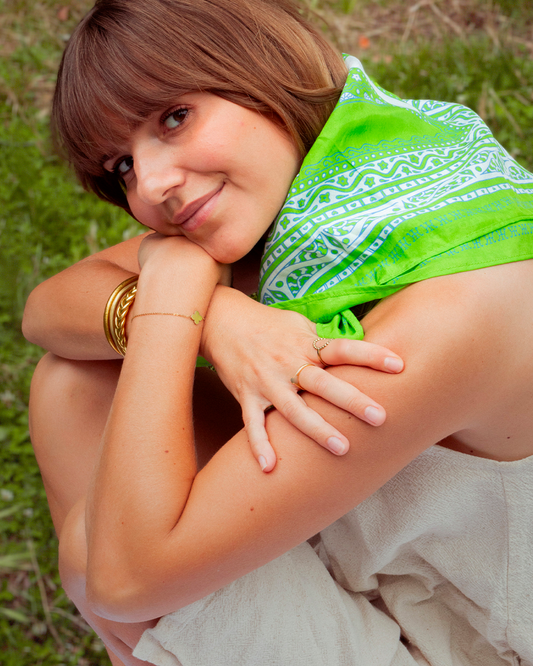 FOULARD SIARGAO SOIE - Vert Blanc