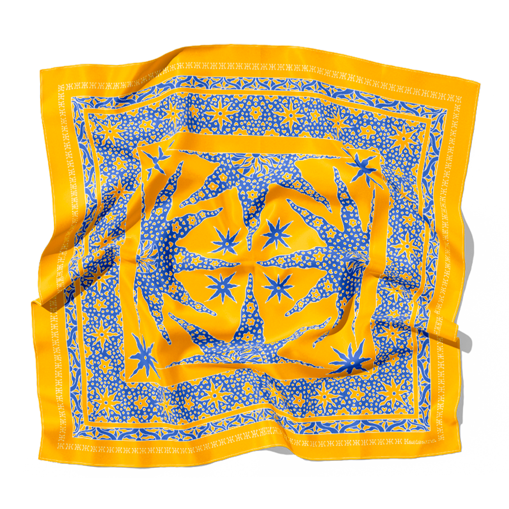 FOULARD SAMUI SOIE - Jaune Bleu