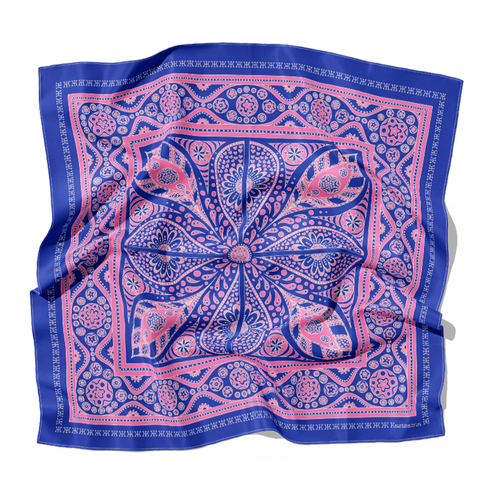 FOULARD VANG VIENG SOIE - Bleu Rose