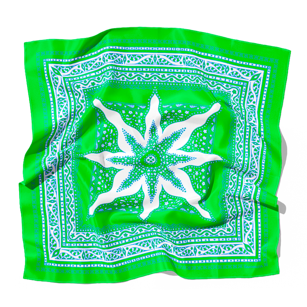 FOULARD SIARGAO SOIE - Vert Blanc
