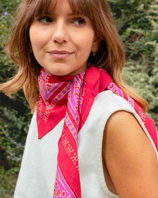 FOULARD SIARGAO SOIE - Rose Rouge