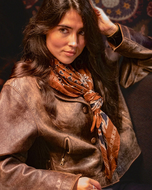 FOULARD HANOI SOIE - Marron