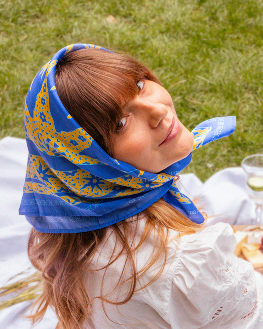 FOULARD SAMUI SOIE - Bleu Jaune
