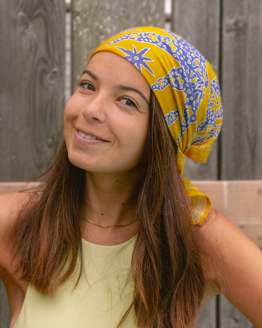 FOULARD SAMUI SOIE - Jaune Bleu