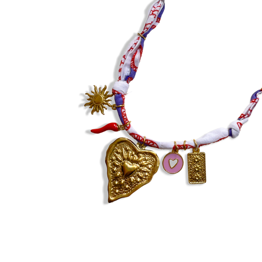 COLLIER COEUR - Blanc Violet