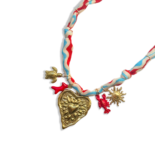 COLLIER COEUR - Bleu Rouge
