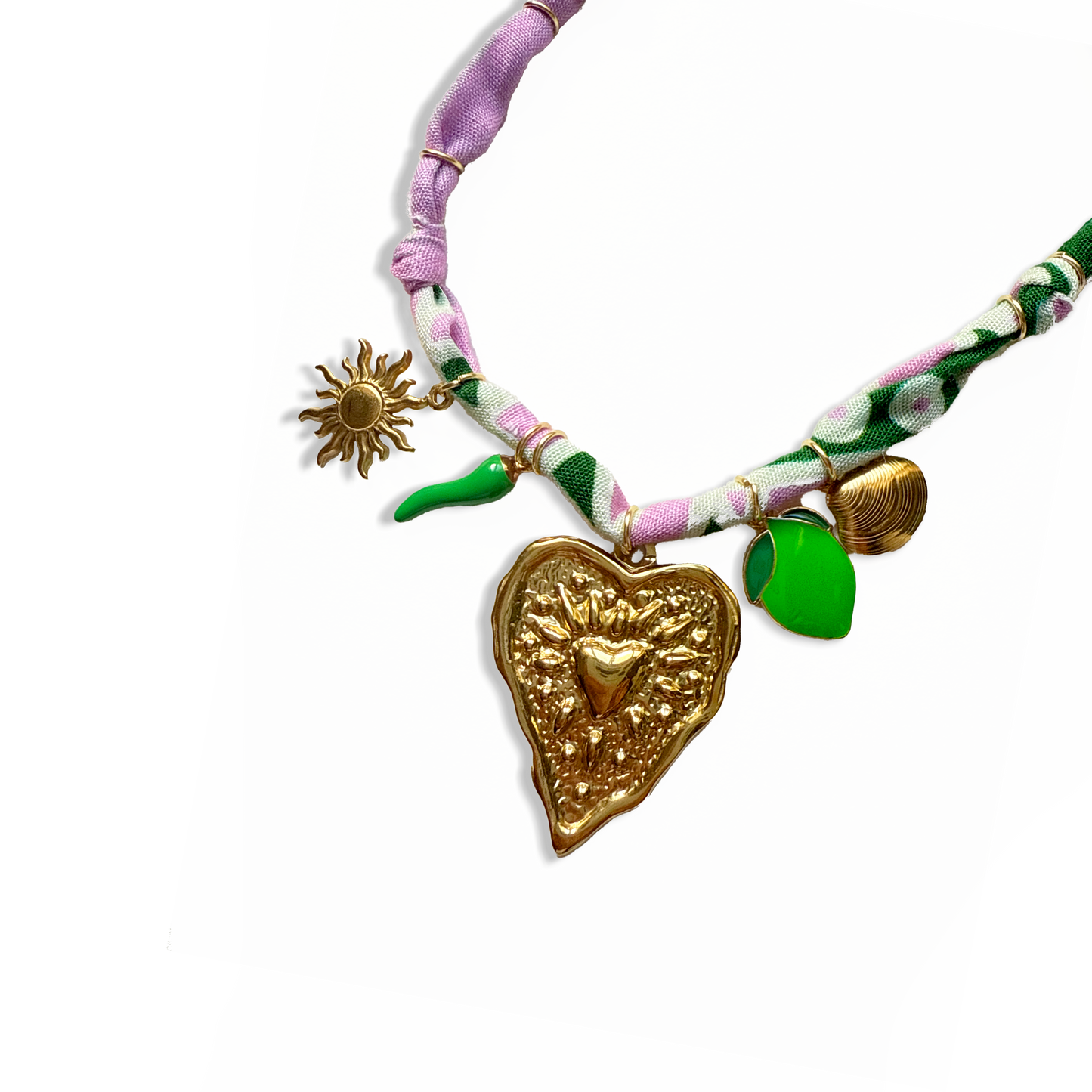 COLLIER COEUR - Rose Vert