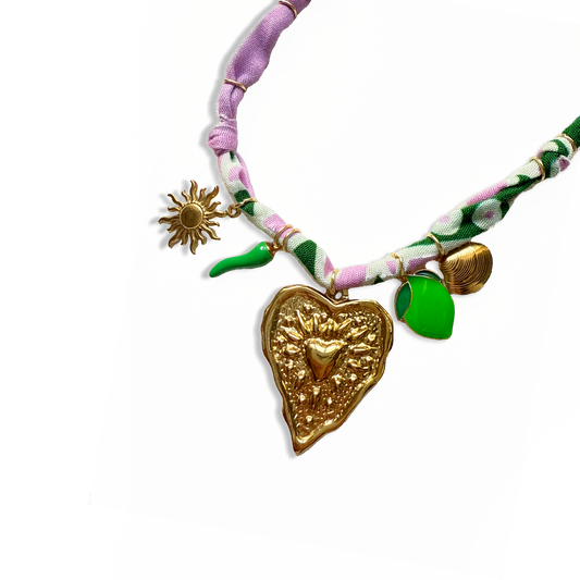 COLLIER COEUR - Rose Vert
