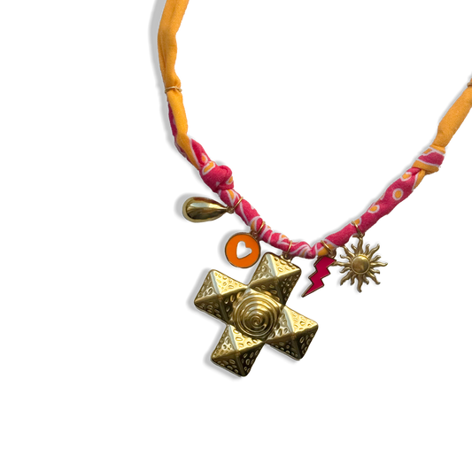 COLLIER CROIX - Rose Orange