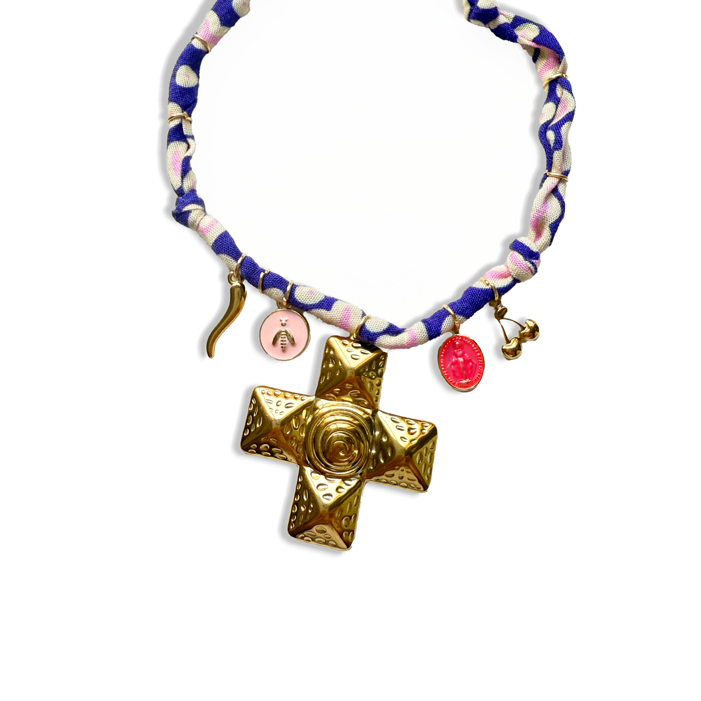 COLLIER CROIX - Violet Rose