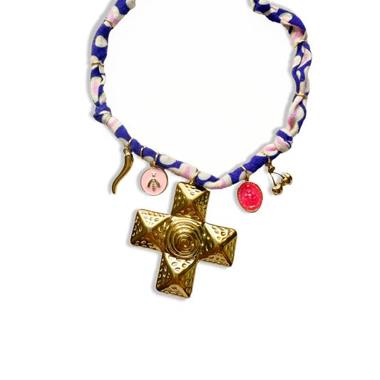 COLLIER CROIX - Violet Rose