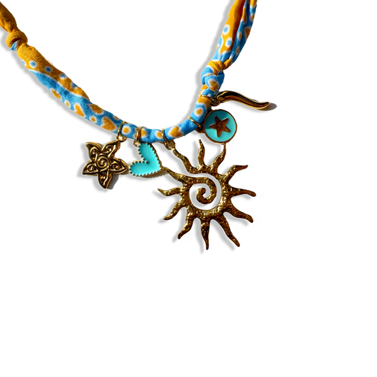 COLLIER SOLEIL - Jaune Bleu Ciel