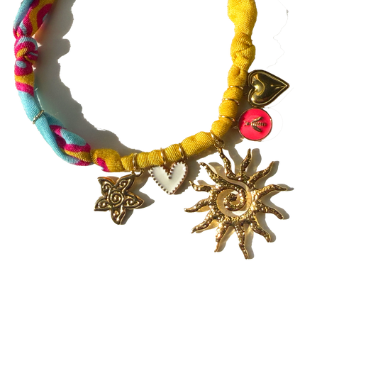 COLLIER SOLEIL - Rose Bleu Jaune