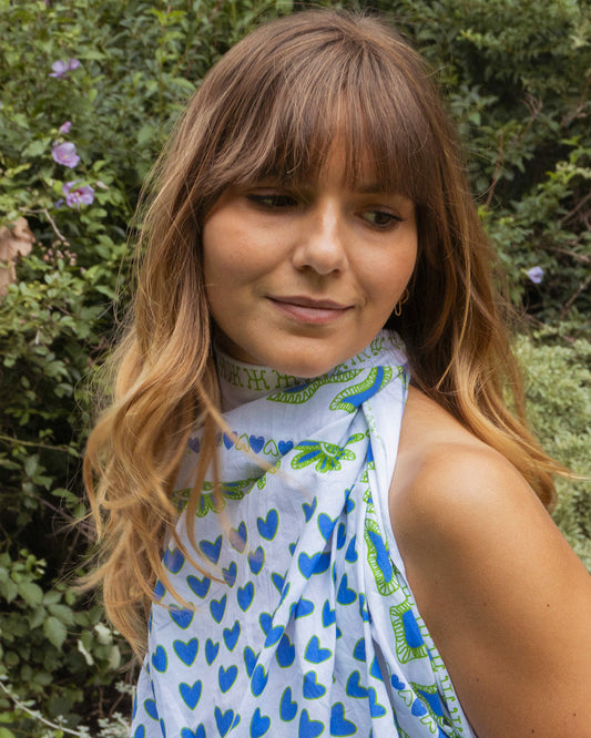 FOULARD HANOI - Blanc Bleu