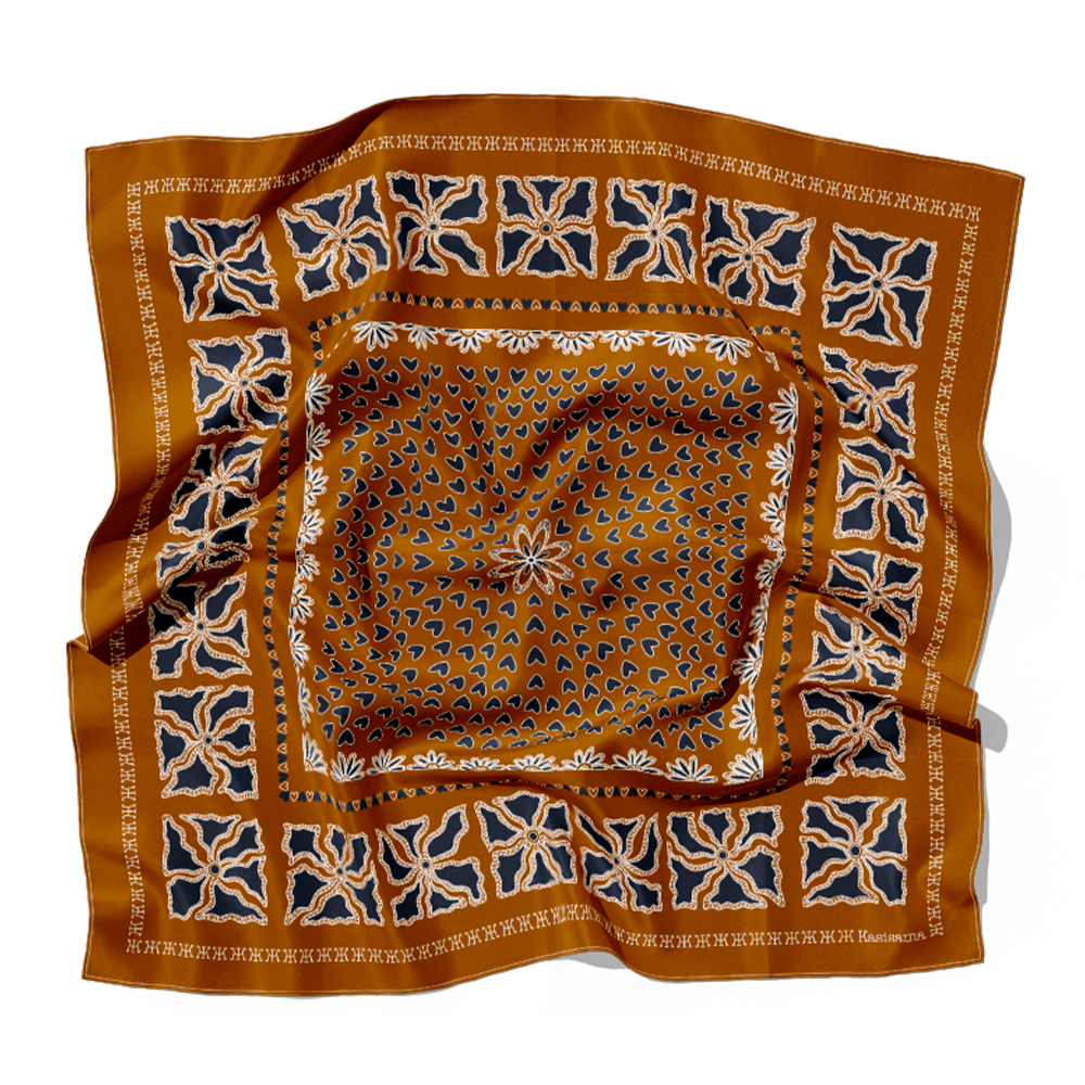 FOULARD HANOI SOIE - Marron