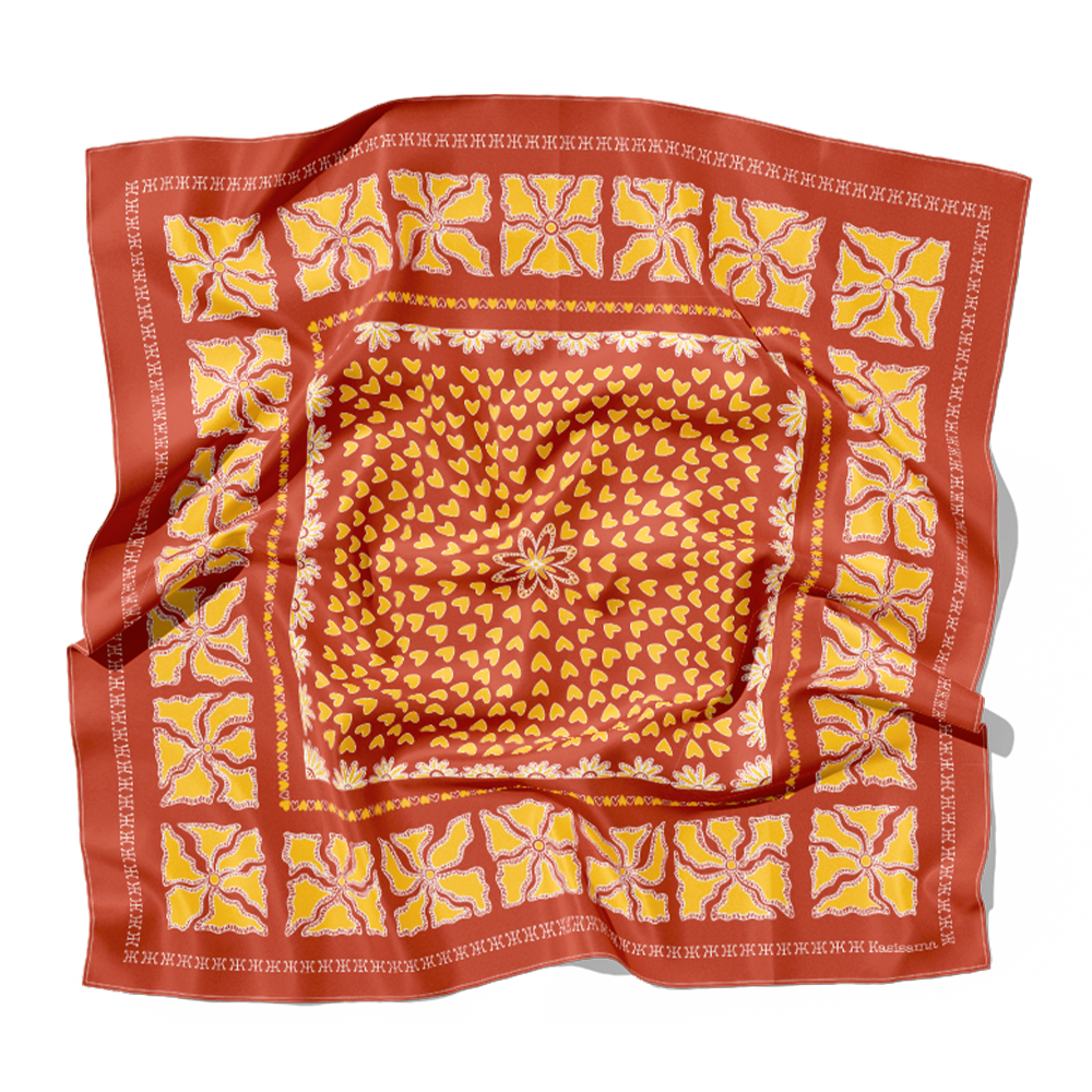 FOULARD HANOI SOIE - Rouille