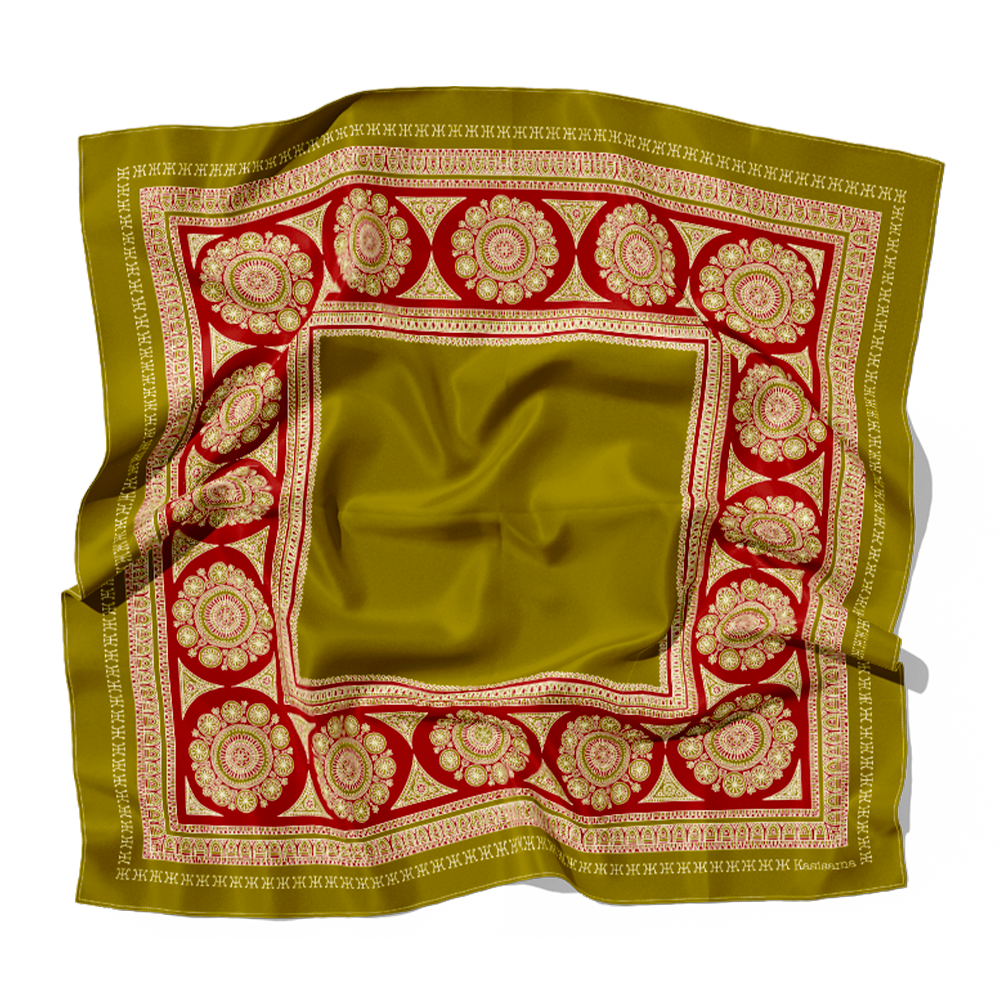 FOULARD SIDEMEN SOIE - Olive Bordeaux