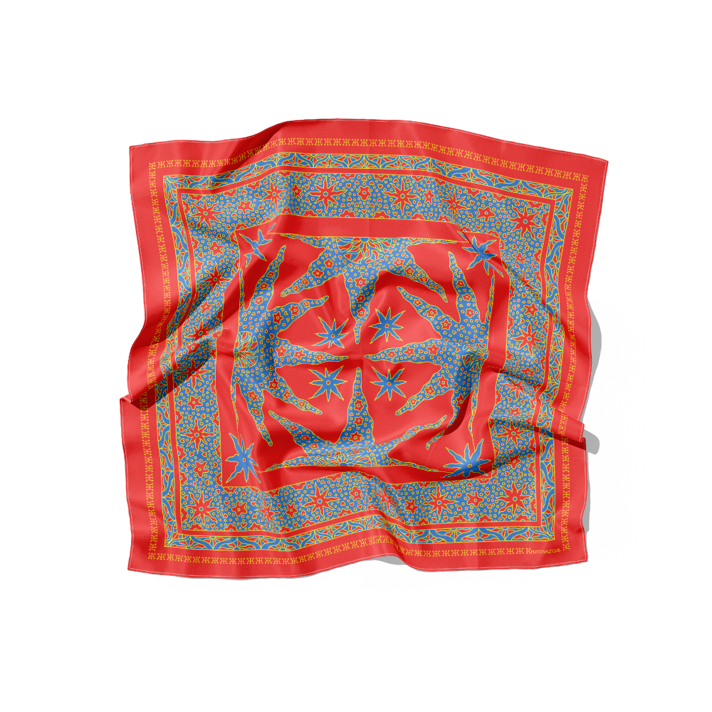 FOULARD SAMUI SOIE - Rouge Bleu