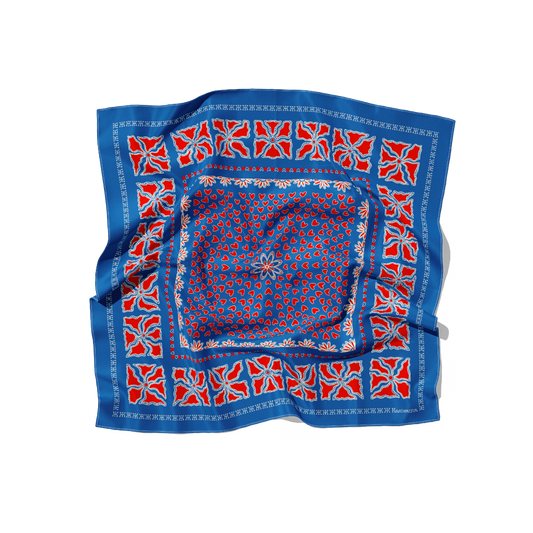 FOULARD HANOI SOIE - Bleu Rouge