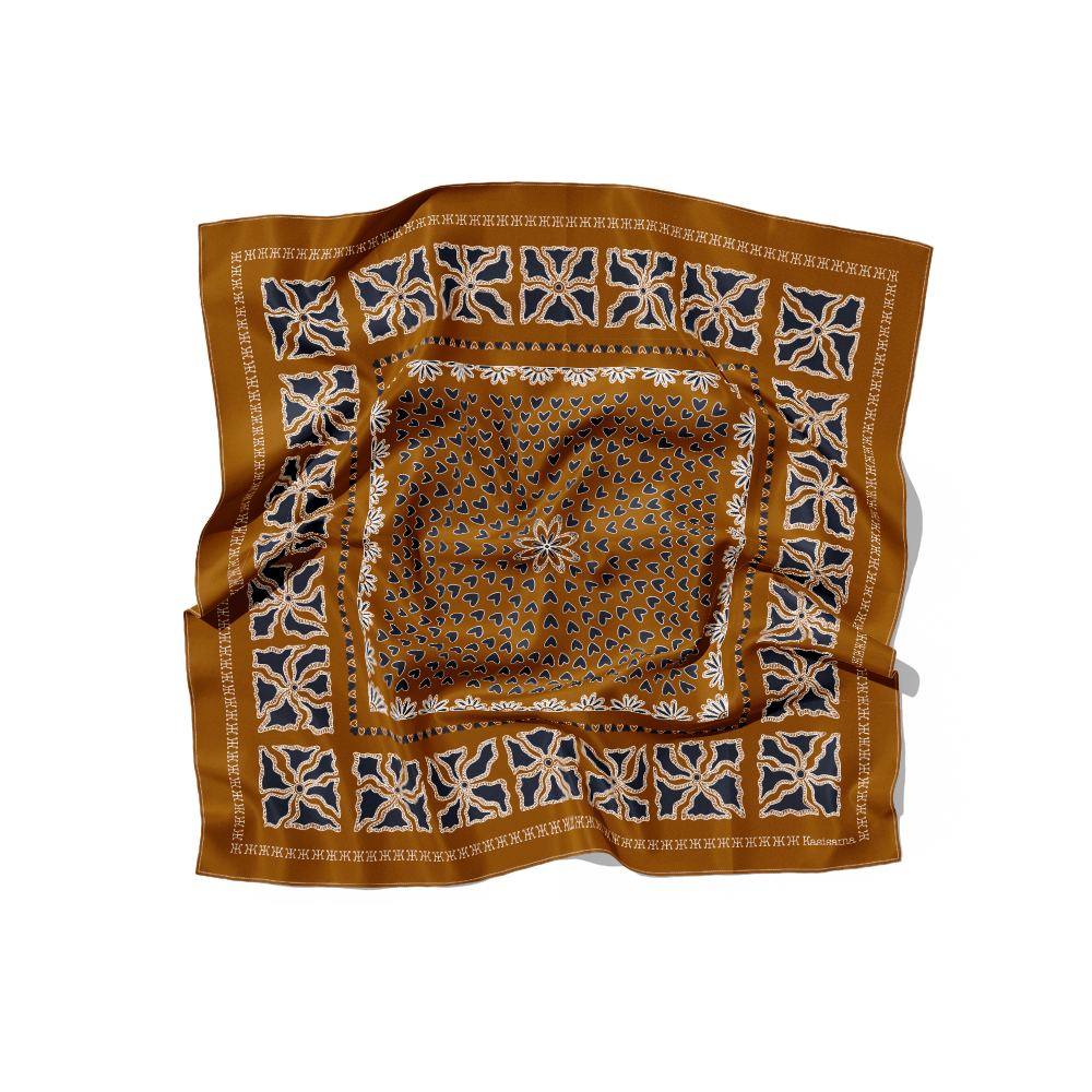 FOULARD HANOI SOIE - Marron