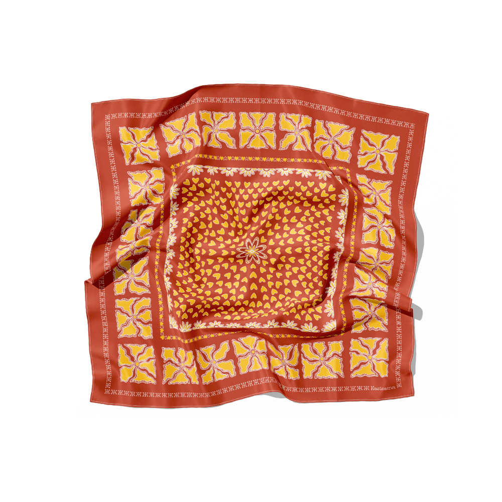 FOULARD HANOI SOIE - Rouille