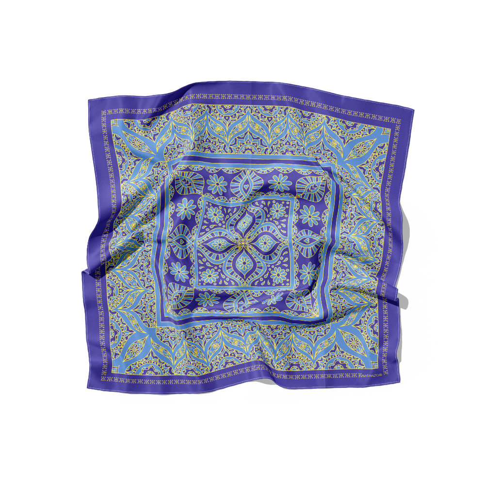 FOULARD HOIAN SOIE - Violet Bleu