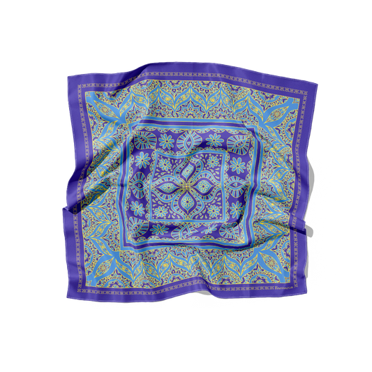 FOULARD HOIAN SOIE - Violet Bleu