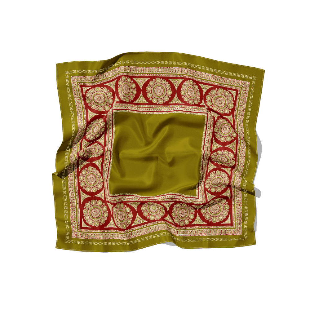 FOULARD SIDEMEN SOIE - Olive Bordeaux
