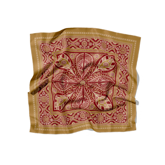 FOULARD VANG VIENG SOIE - Beige Bordeaux