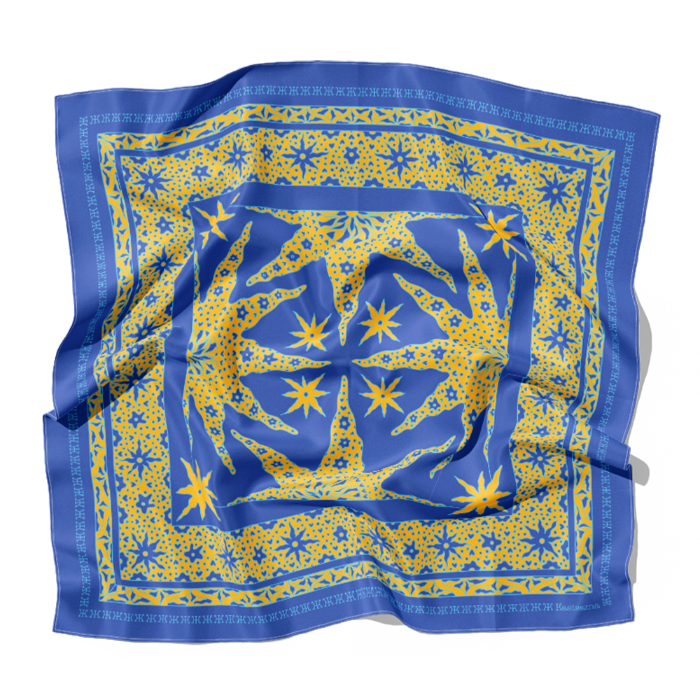 FOULARD SAMUI SOIE - Bleu Jaune