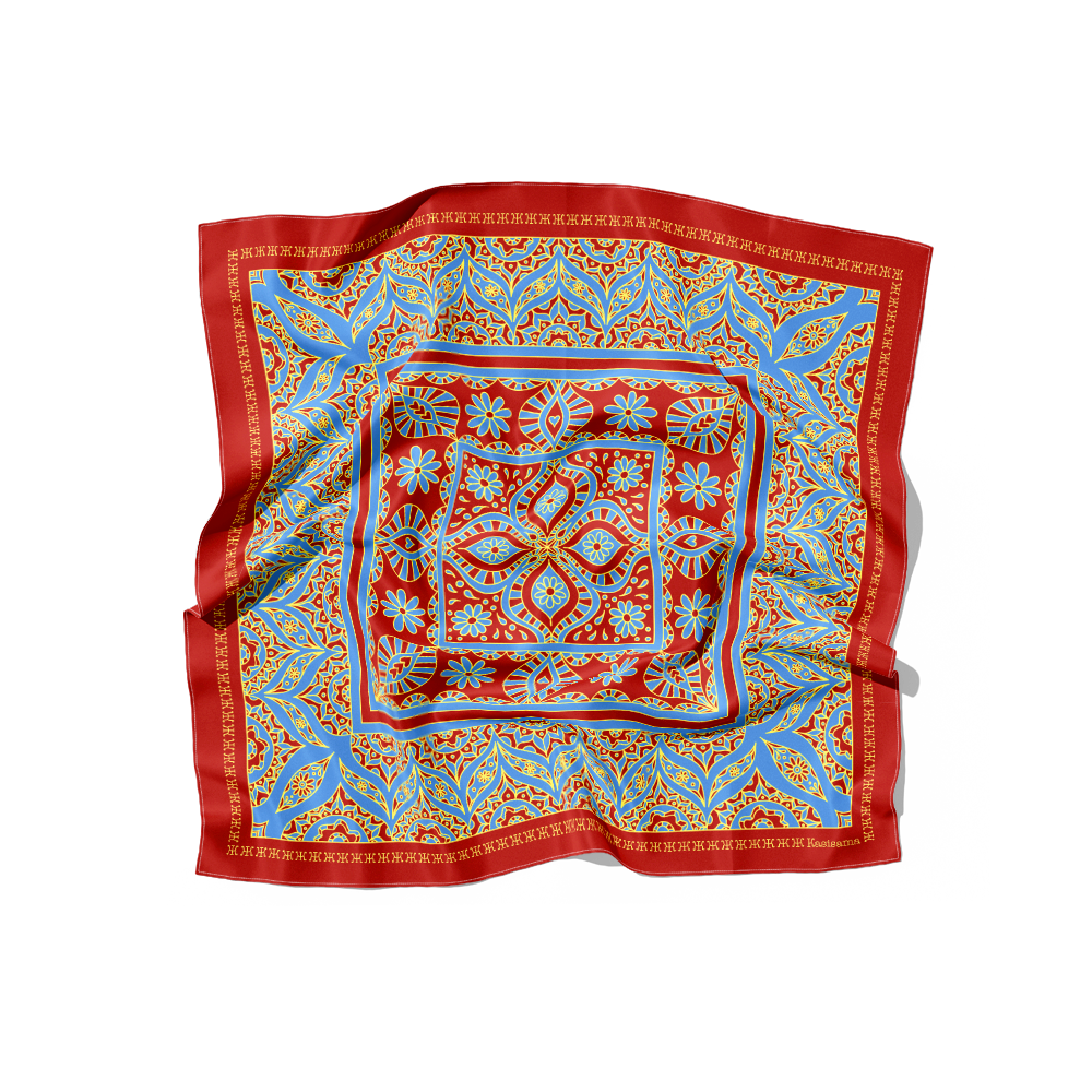 FOULARD HOIAN SOIE - Rouge Bleu