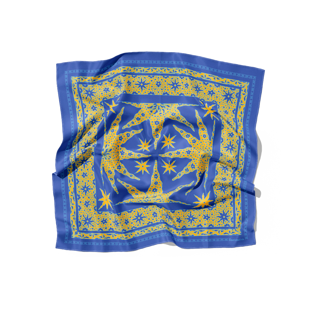 FOULARD SAMUI SOIE - Bleu Jaune