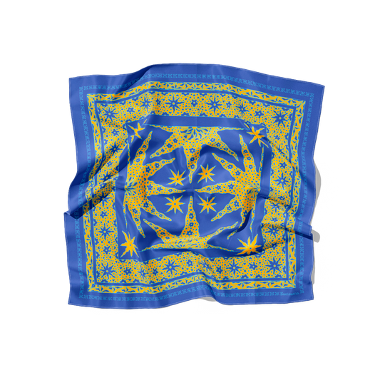FOULARD SAMUI SOIE - Bleu Jaune