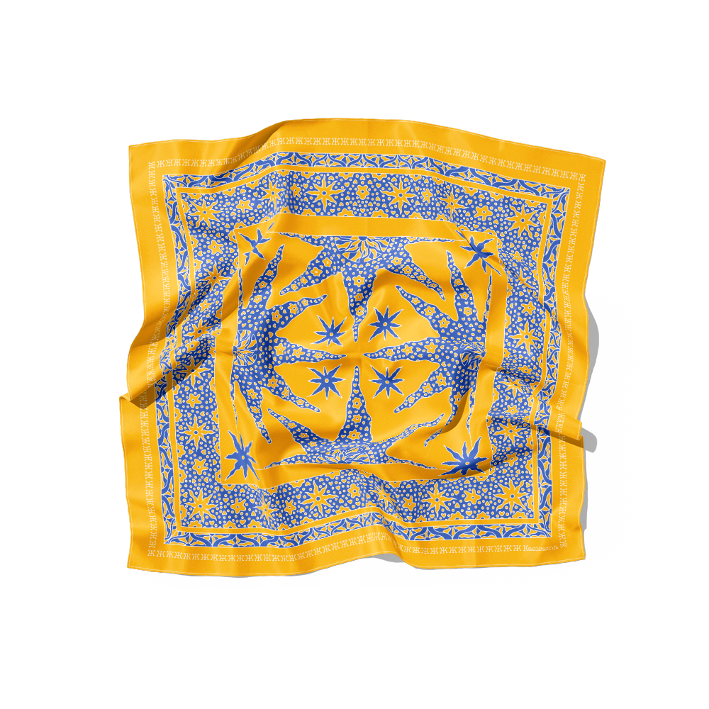 FOULARD SAMUI SOIE - Jaune Bleu
