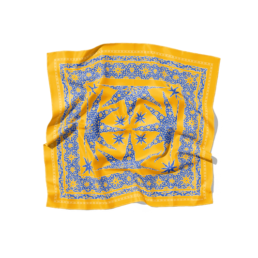 FOULARD SAMUI SOIE - Jaune Bleu