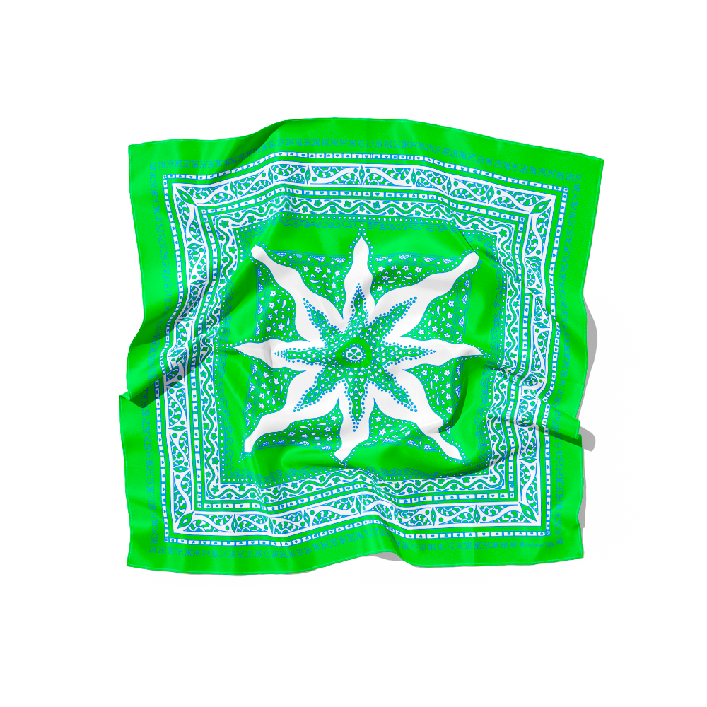 FOULARD SIARGAO SOIE - Vert Blanc