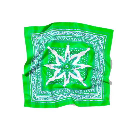 FOULARD SIARGAO SOIE - Vert Blanc