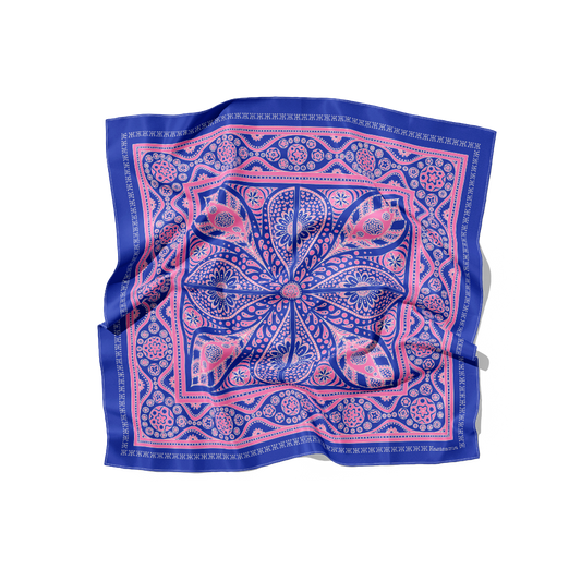 FOULARD VANG VIENG SOIE -  Bleu Rose