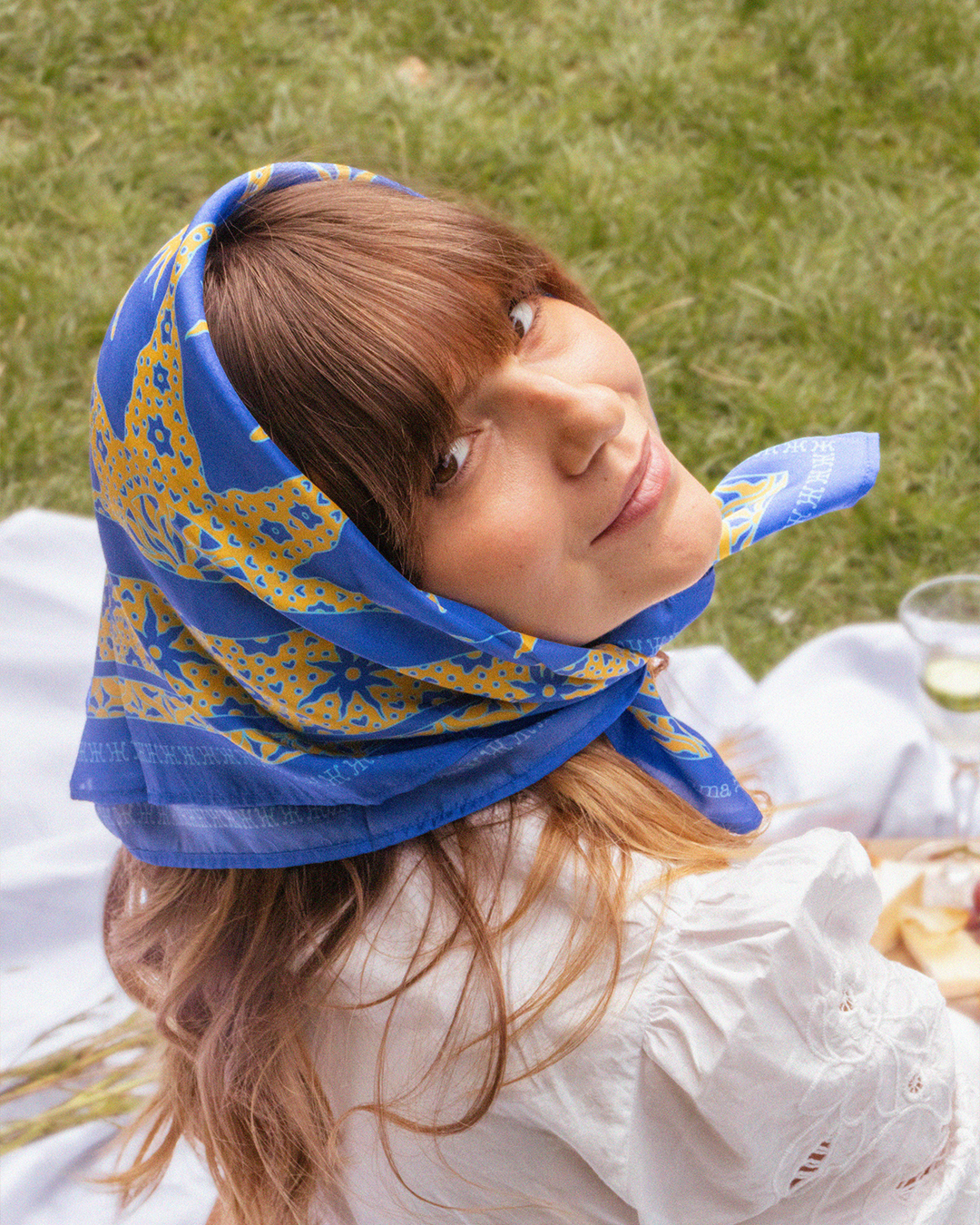 FOULARD SAMUI SOIE - Bleu Jaune