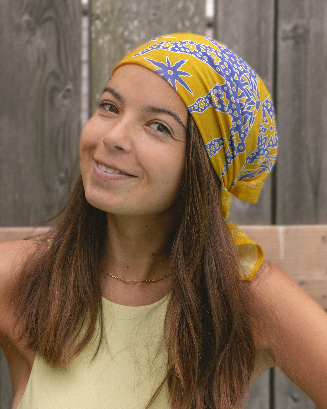 FOULARD SAMUI SOIE - Jaune Bleu